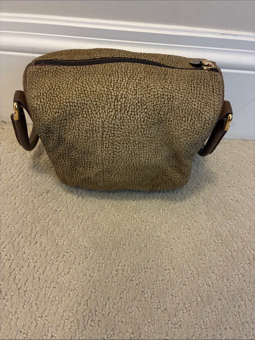 Vintage Borbonese by Redwall OP Eye of Partridge Leather Mini Duffle Bag GHW👝